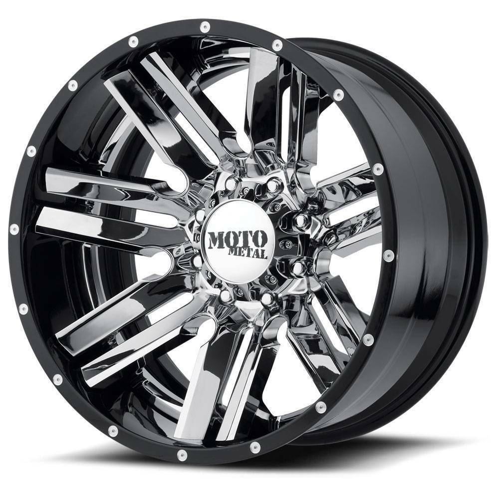 One 22x12 Moto Metal MO202 8x170 44 Chrome Black Wheels
