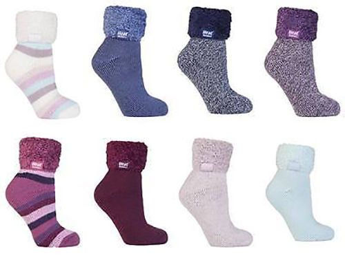 Heat Holders - Womens Winter Warm Non Slip Thermal Slipper Bed Socks with Grips