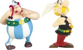 Proud Asterix and Obelix with flowers plastic figurine set Plastoy New