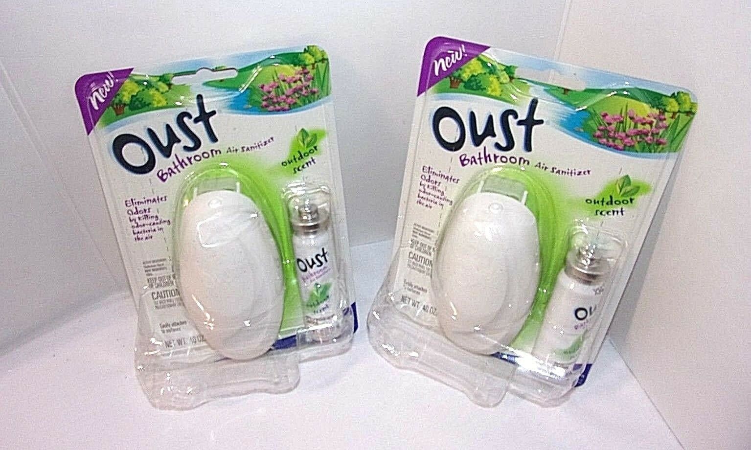 Oust Outdoor Scent Bathroom Air Sanitizer 2 Dispensers & Spray .40oz SC