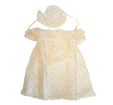 VINTAGE CABBAGE PATCH KIDS DOLL OUTFIT WHITE W/ YELLOW FLOWERS HAT + NIG... - $32.68