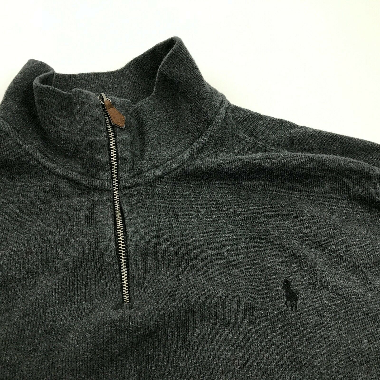 Ralph Lauren 1/4 Zip Sweater Polo Mens Size 2XL XXL Slate Gray Knit ...