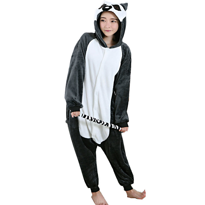 Adults' Kigurumi Pajamas Monkey Lemur Onesie Pajamas Flannel Toison Black Cospla