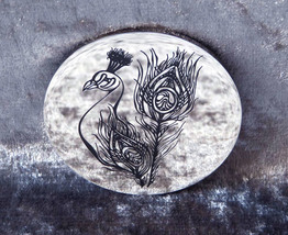 Brooch &quot;Peacock in black&quot; - Stainless steel 316L - $41.00