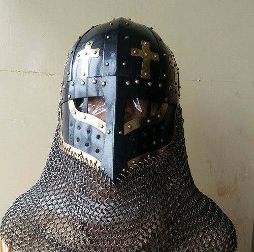 Battle Ready Crusader Face Plate Spectacle Helmet Chain mail Aventail ...