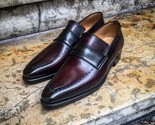 Handmade maroon leather shoes men moccasin slip on shoes dress shoes for men thumb155 crop
