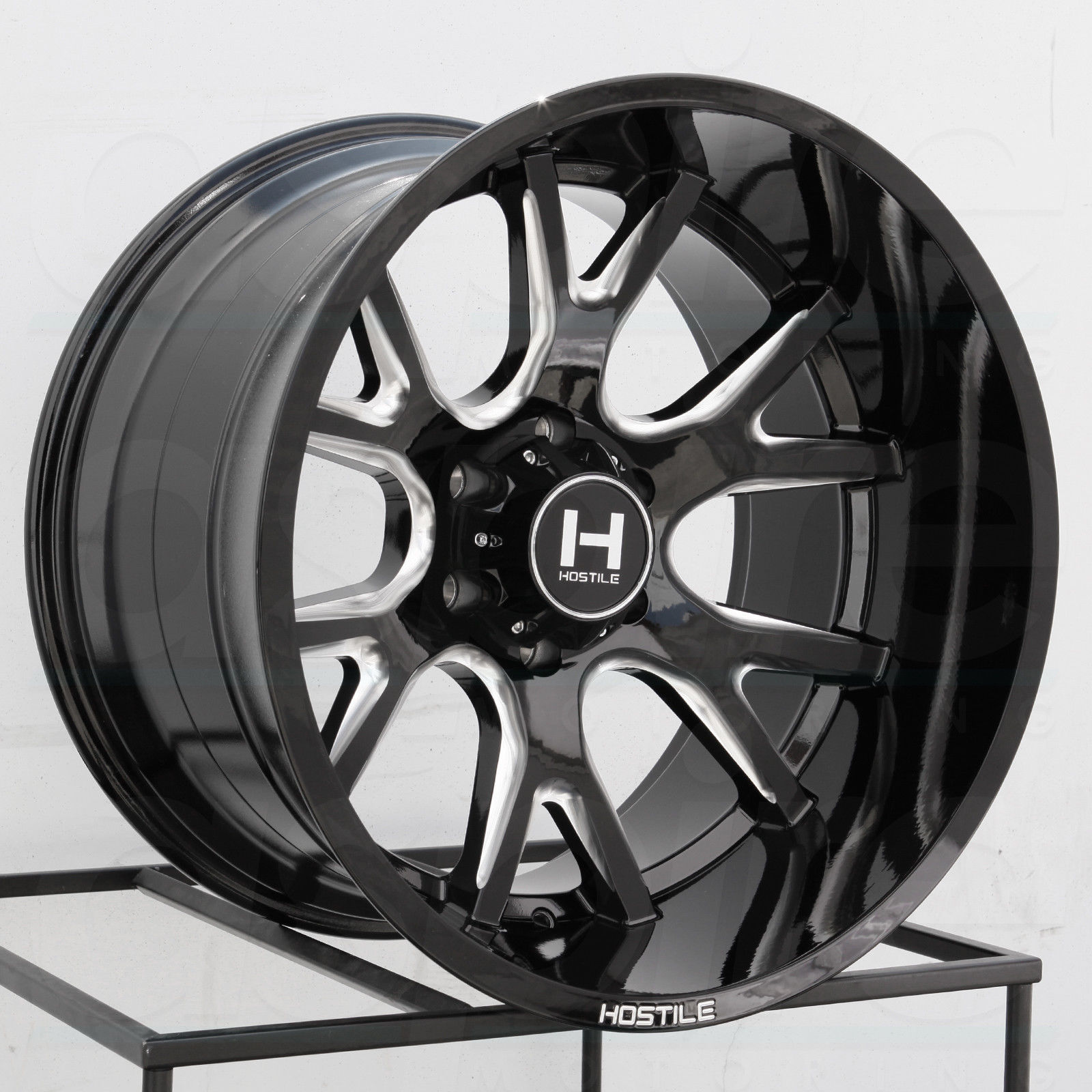 One 20x12 Hostile H113 Rage 8x170 -44 Black Milled Wheels Rims - Wheels