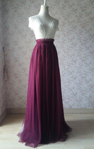 BURGUNDY Wedding Full Long Tulle Skirt Burgundy Wine Red Bridesmaid Outfit Plus image 5