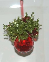 Ganz Kissing Krystals KK506 Red Round Ball Shape Mistletoe Ornament image 1