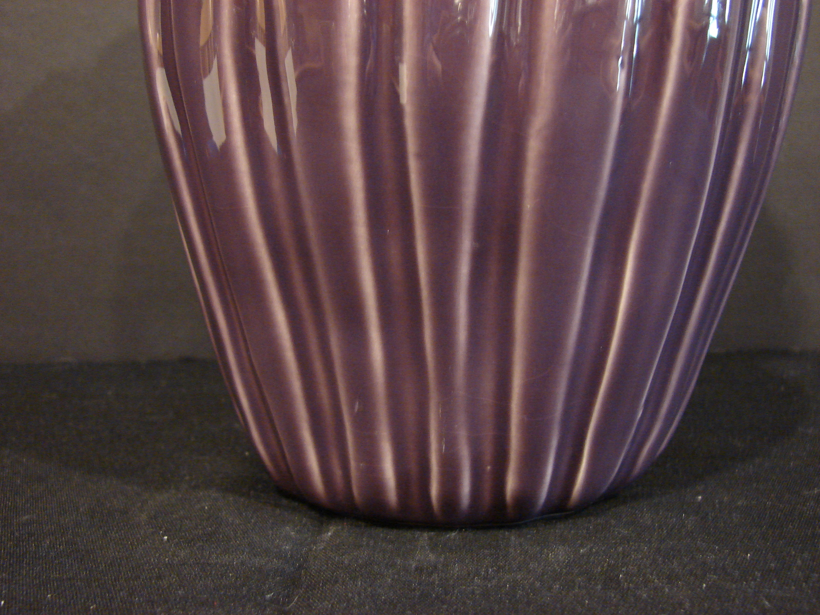 Crate & Barrel Purple Ceramic Ribbed Flower Vase Signed B. Eigen Vases