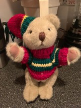 2000 Hugfun Int'l Red & Green Xmas Stuffed Plush Teddy Bear w Sweater & Hat New - $14.99