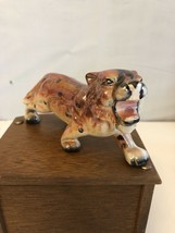 ceramic Tiger statue dollhouse figurines porcelain animal vintage miniature - $9.50