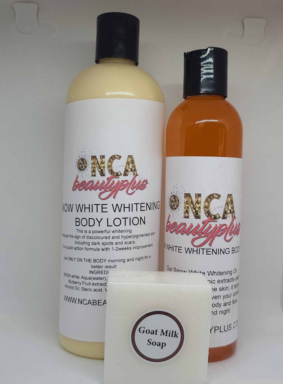 Rapid snow white whitening body oil lotion, soap