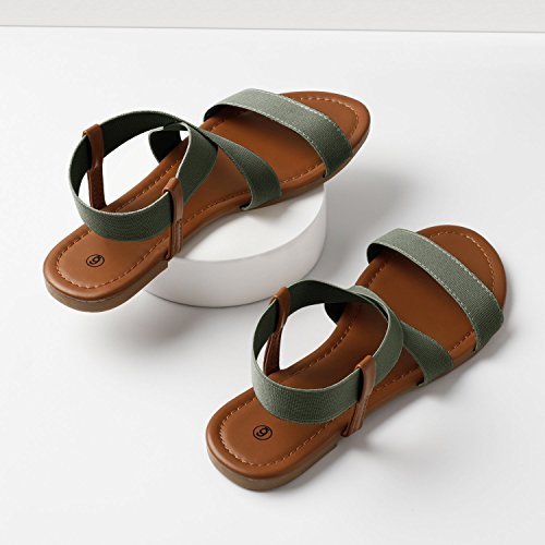 khaki green flat sandals