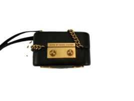 Marc Jacobs Black Lambskin Leather Gold Polka Dot Phone Crossbody Bag Purse image 6