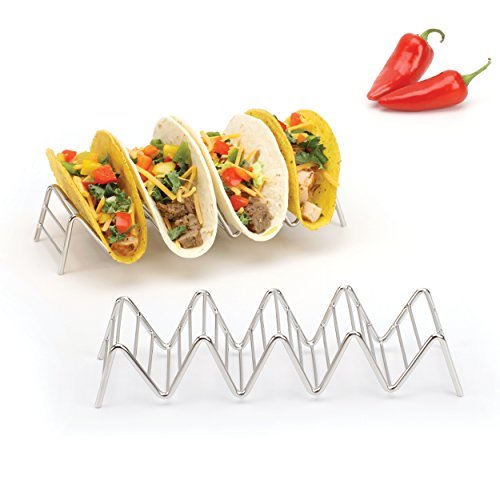 2 Lb. Depot Taco Shell Holder, Stainless Steel Taco Rack Hard Soft Taco
