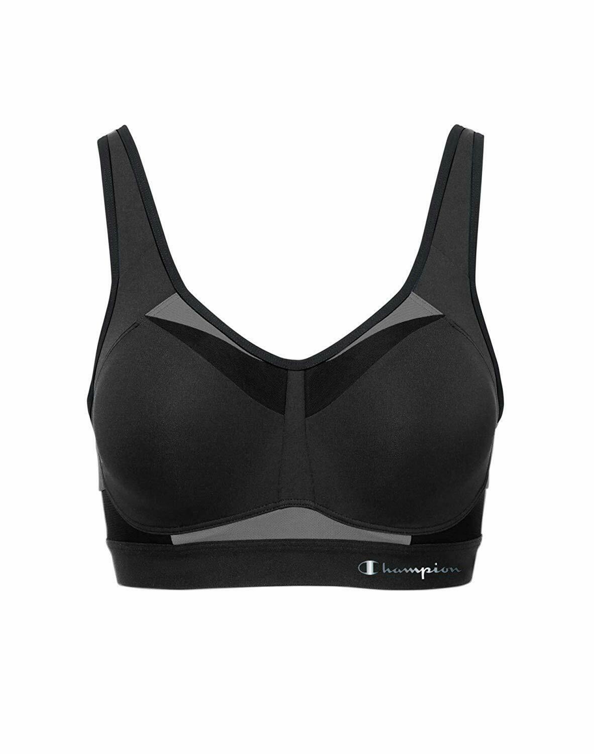 Champion BLACK Plus Size Motion Control Underwire Sports Bra, US 38D ...