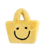 surell Faux Rex Rabbit Smiley Face Handbag - Cute Fluffy Fashion Purse - Yellow - $39.99