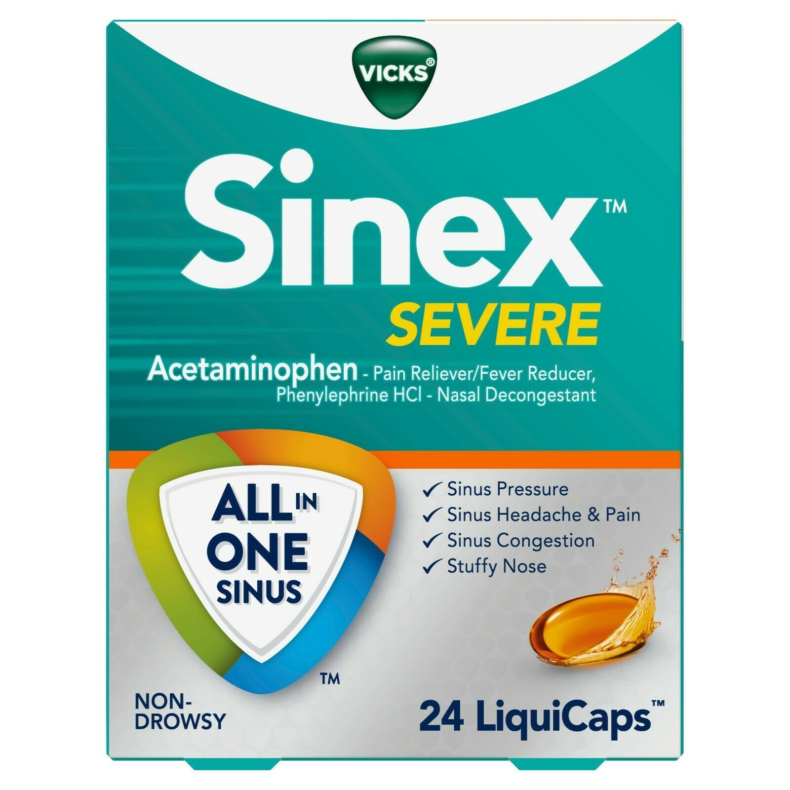 Vicks Sinex SEVERE All-In-One Sinus Pressure, Pain, Congestion, LiquiCaps 24 Ct+ - $19.99