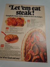 Vintage Campbell&#39;s Soup Let&#39;em Eat Steak Print Magazine Advertisement 1968  - $5.99