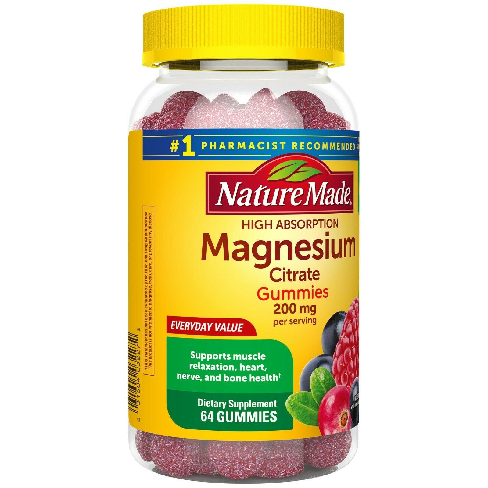 Nature Made High Absorption Magnesium Citrate Gummies 200mg 60 Gummies ...