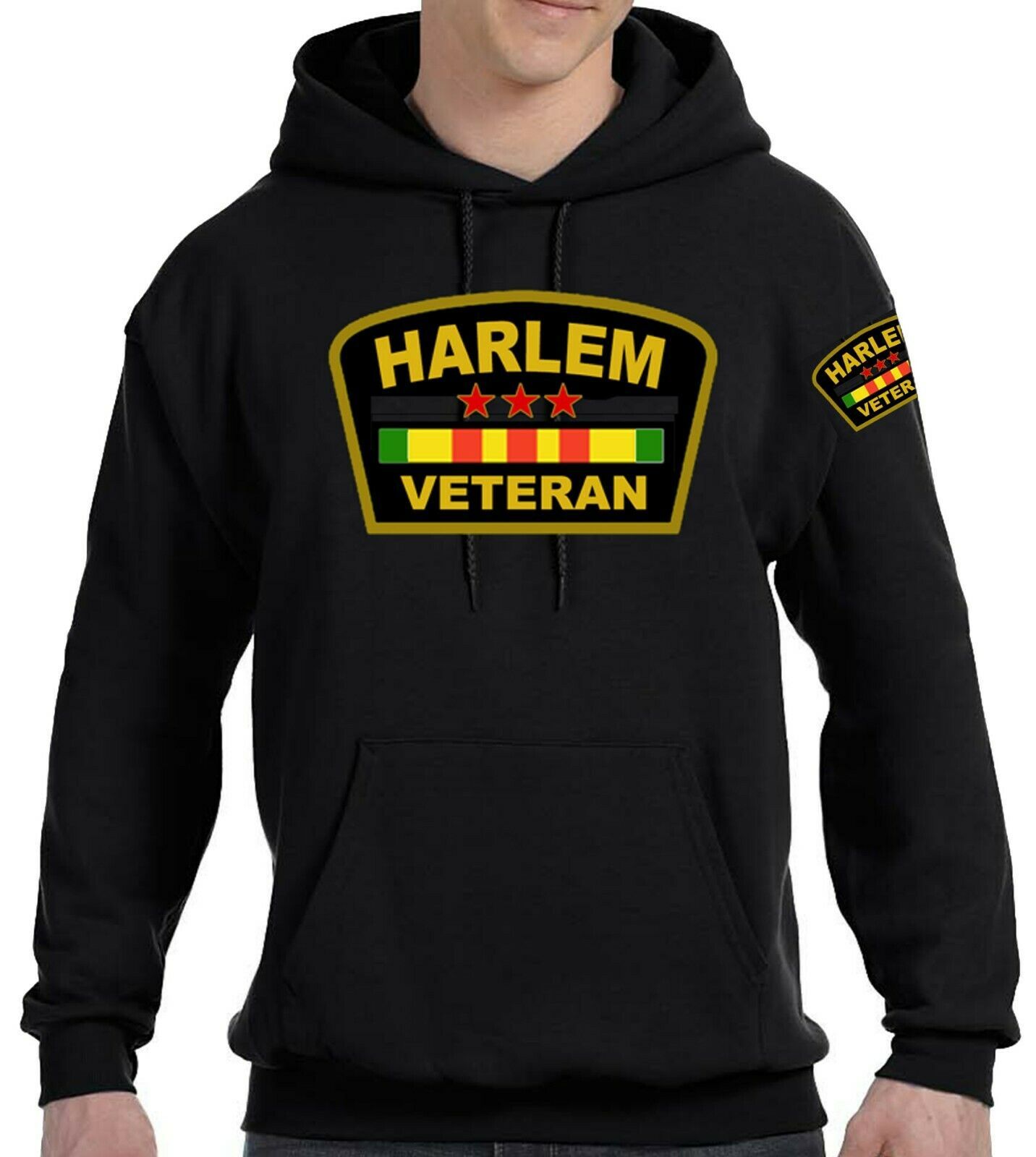 HARLEM VETERAN Jay-Z Black Hoodie S-5X with sleeve logo - Hoodies ...