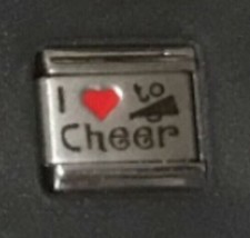 I Red Heart Love To Cheer Wholesale Italian Charm Link 9MM K37 - $10.00