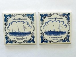NEW!  HOLLAND AMERICA LINE® DELFT TILE COASTERS x2 (ss Amsterdam II 1887... - $10.95