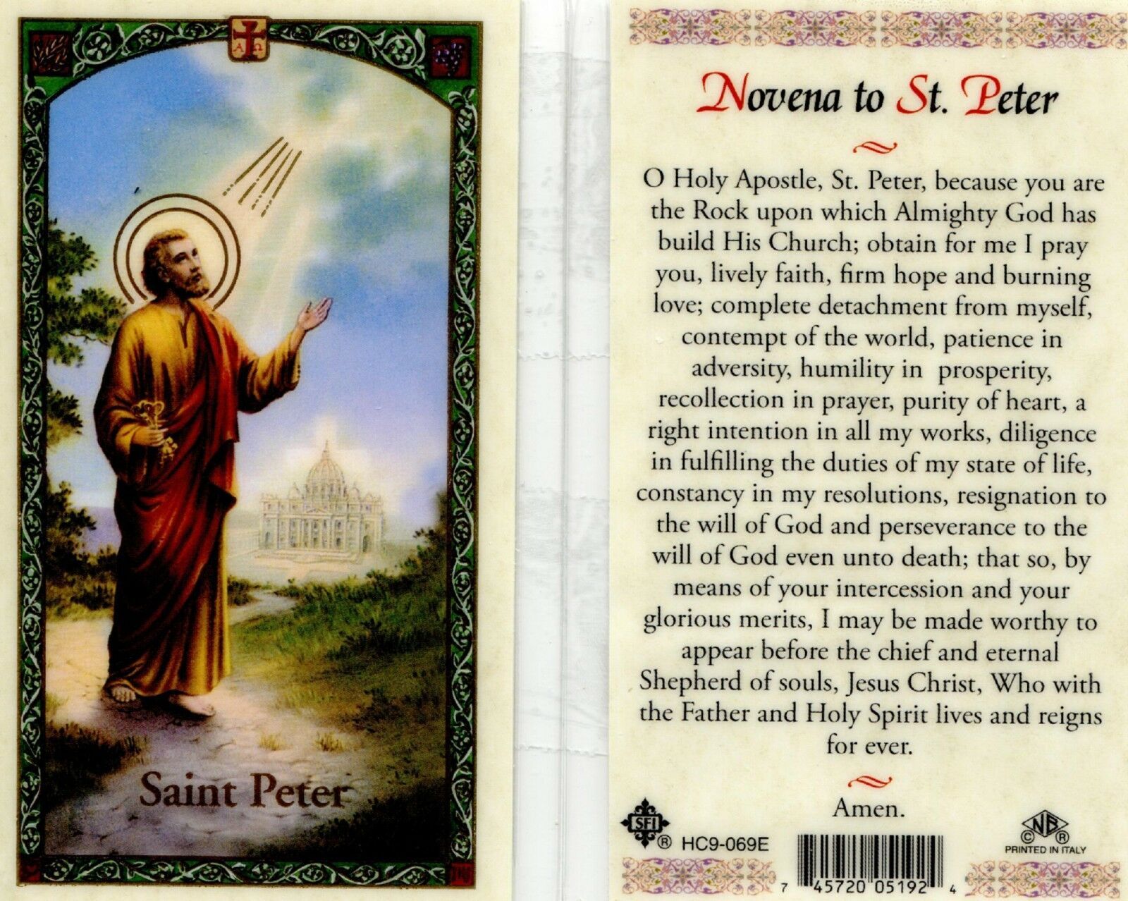 Novena to St Peter Prayer Card - EB857 - Rock Almighty God B