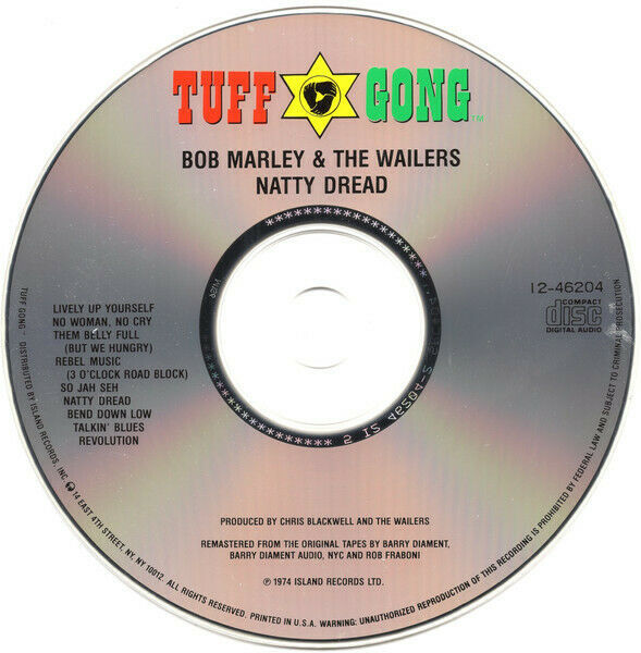 Bob Marley And The Wailers Natty Dread 1994 Tuff Gong Cd [disc Only