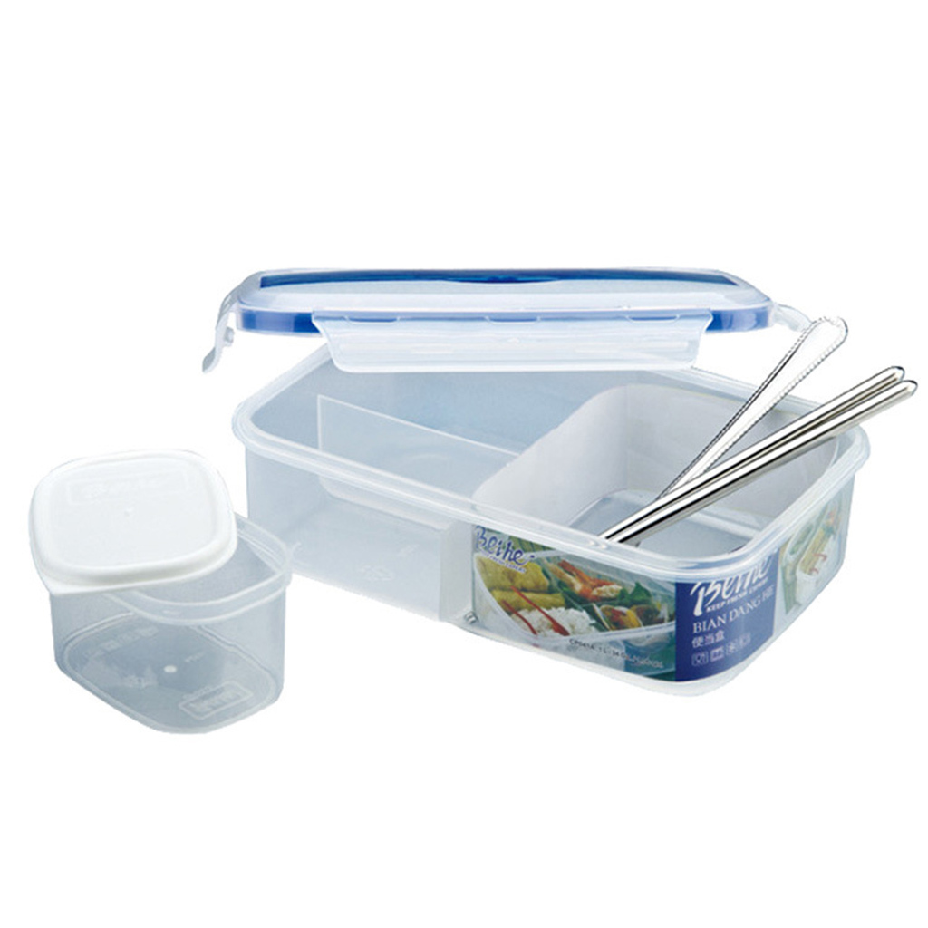 Meal Prep Containers BPA Free 3 Compartment with Chopsticks Spoon and