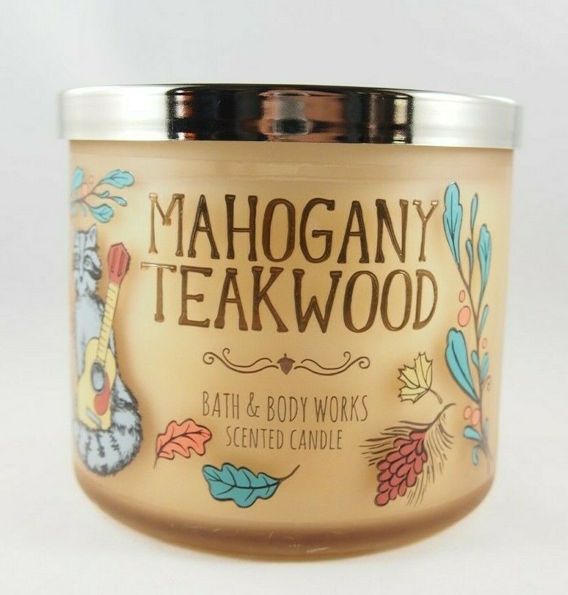 (1) Bath & Body Works Mahogany Teakwood Animal Forest 3-wick Candle 14.5oz New