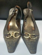 Etienne Aigner Brown Signature Fabric  Sling Back size 11 - $29.70