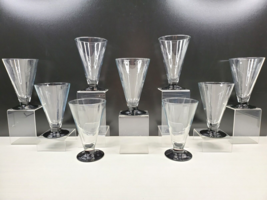 9 Luminarc Kyoto Black Water Goblets Set Elegant Stemware Cristal D&#39;Arqu... - $108.57