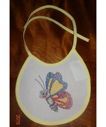 New Butterfly bib Baby girl boy unisex handmade Finished Cross Stitch U.... - $18.61