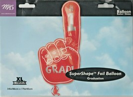 #1 Grad Hand Shape Red 34&quot; x 17&quot; by M &amp; D SuperShape Foil Balloon - $6.82