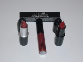 MAC Cosmetics 3 PCS Lip Gloss Lipglass Lustre Lipstick Set - $29.99