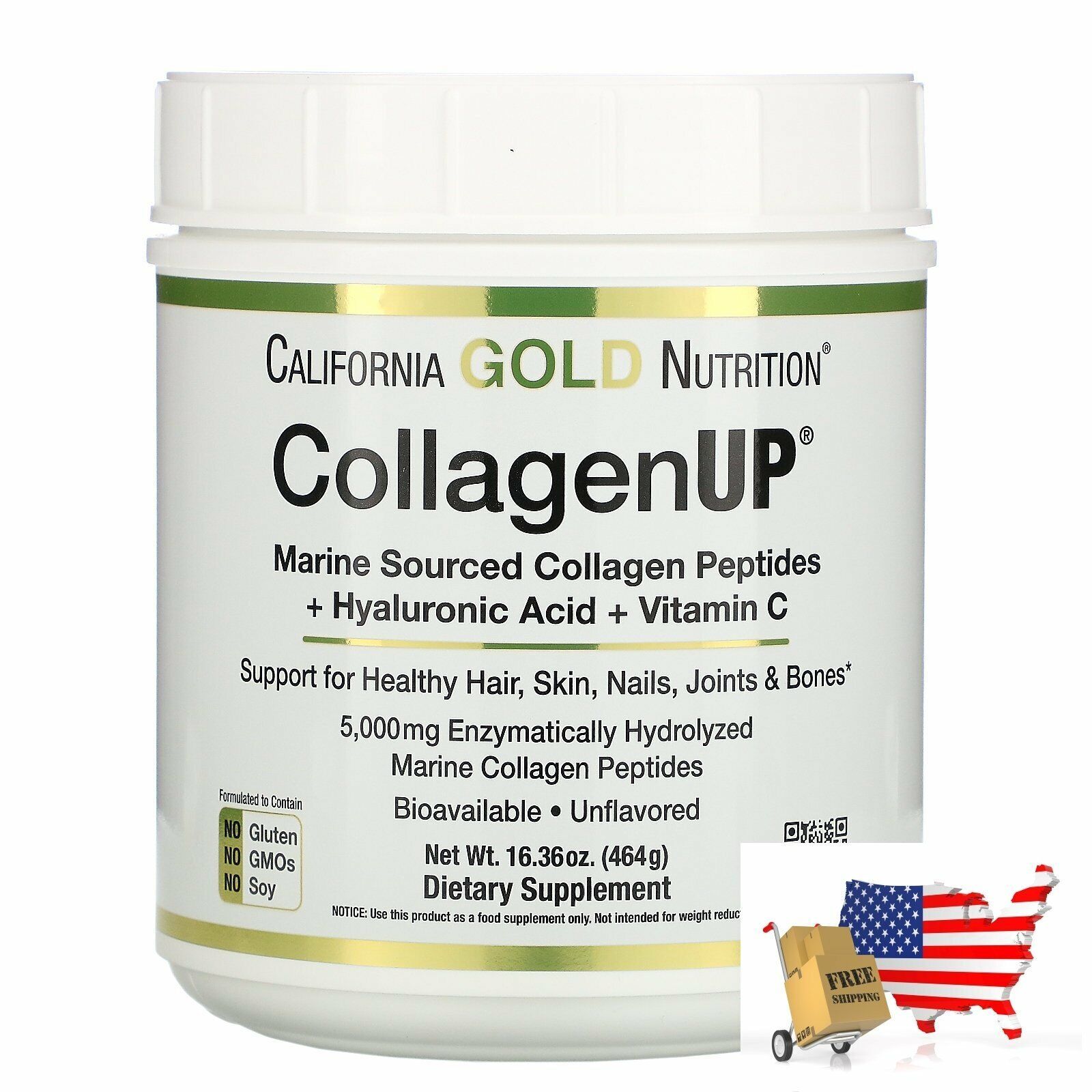 Collagen Marine Sourced Collagen Peptides Hyaluronic Acid Vitamin C 16.37oz