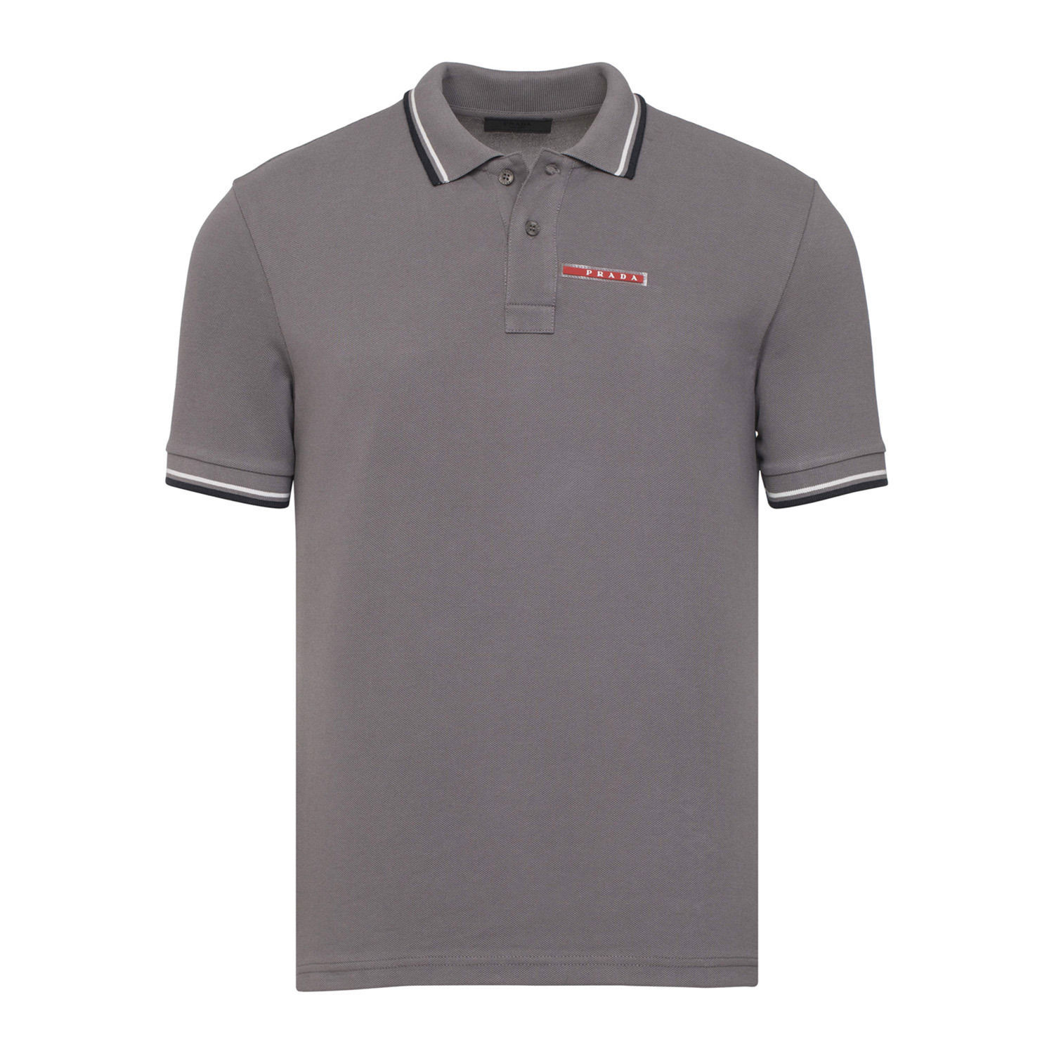 Image of BRAND NEW MENS PRADA DARK GRAY SIGNATURE COTTON POLO SHIRT