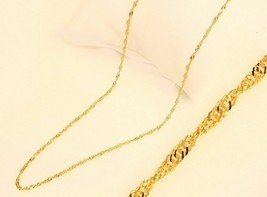 18k solid  gold Singapore diamond cut  twist chain necklace 18&quot; - $162.54