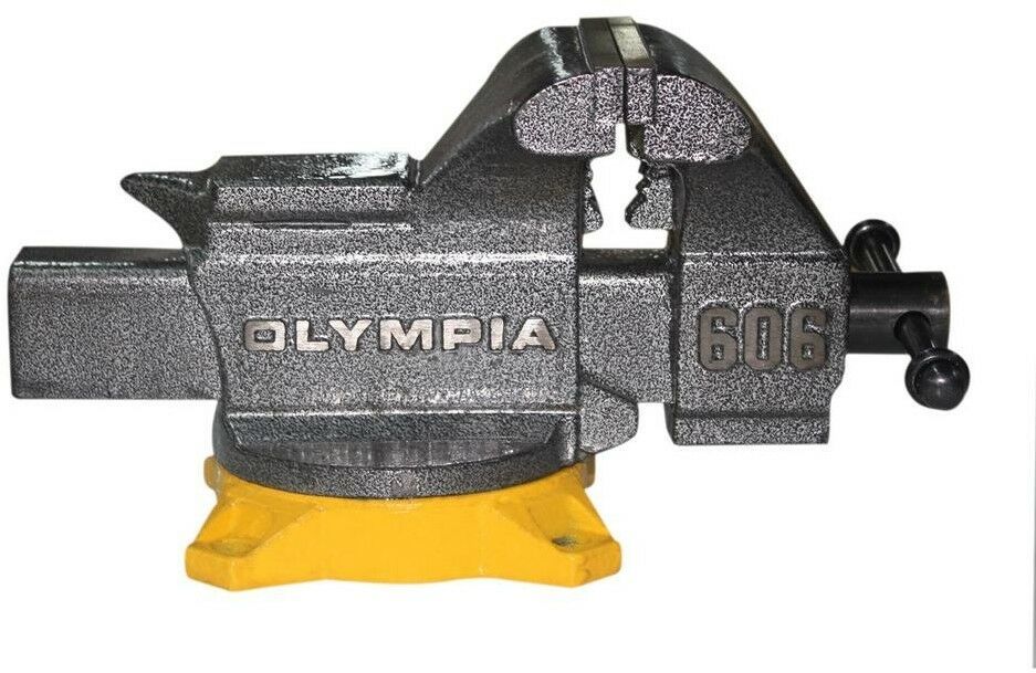 OLYMPIA Bench Vise 6 in. Replaceable Steel Jaw Spindle Guard Swivel