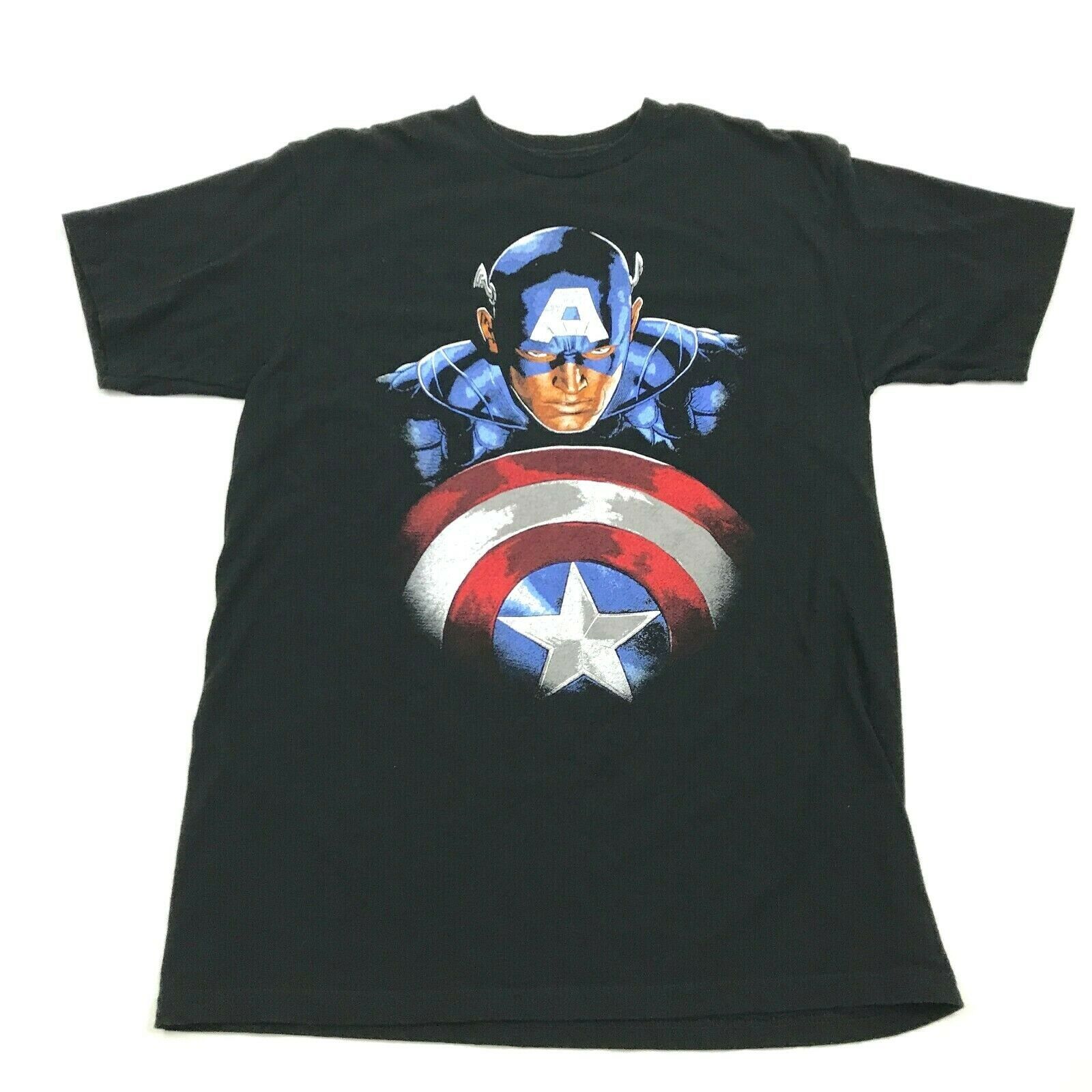 MARVEL Captain America Men's Black Shirt Graphic Size M Medium Adult ...