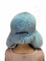 Arctic Fox Fur Hat Baby Blue Full Fur Aviator Hat Ushanka Hat Trapper Hat image 4