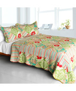[Springtime Hills] Cotton 3PC Vermicelli-Quilted Floral Patchwork Quilt ... - $79.89