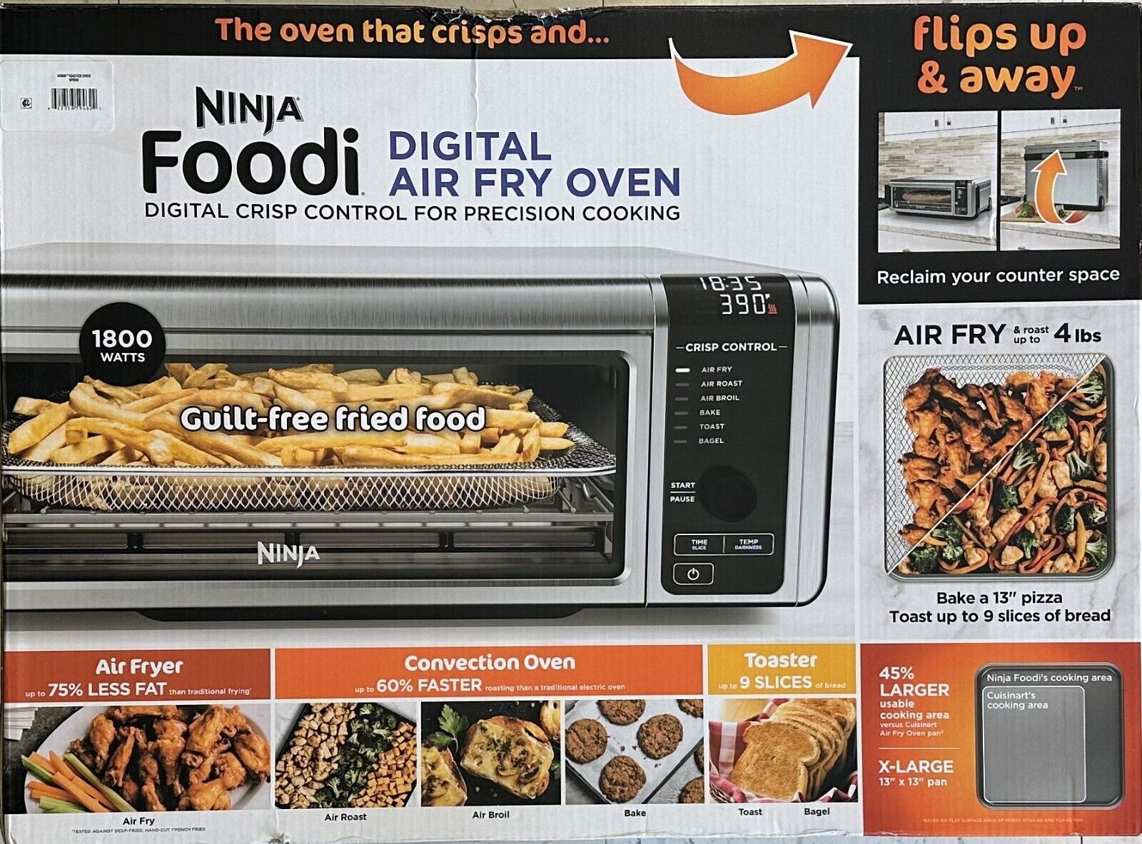 NEW Ninja Foodi 6in1 Digital Air Fry, Large Toaster Oven, FlipAway