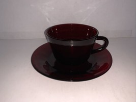 Vintage Anchor Hocking Royal Ruby Red Cup &amp; Saucer - $5.00