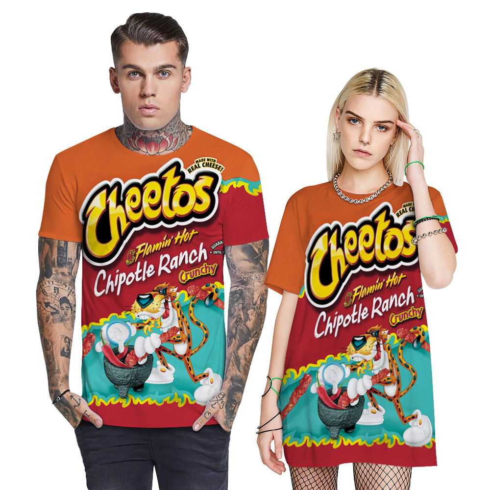 Couples Cheetos Crunchy T Shirt GF BF Blouses Men Lovers Cartoon Tops Valentine