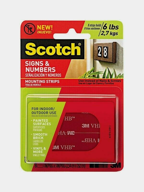 Scotch Signs & Numbers MOUNTING STRIPS Clear Holds 6 lbs Indoor/Outdoor 610P-ST