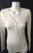 Free Press Women ivory Scoop Nck Stretch Cotton Cuff Sleeves Ends Size L - $56.49