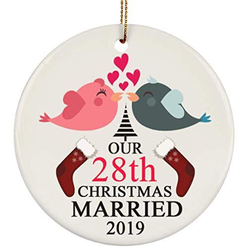 Our 28th Wedding Anniversary Ornament With Ribbon